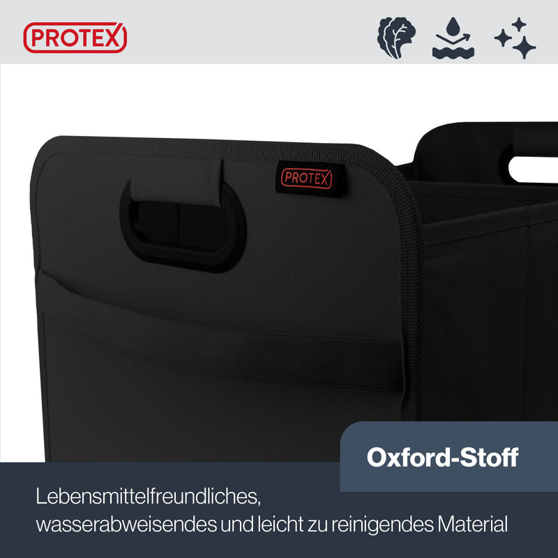 Oramics Kofferraum Organizer - 58 x 35 x 31 cm (LxBxH) - Aufbewahrungskorb,  Einkaufskorb - Faltbare Autotasche, Kofferraumtasche in schwarz, zum